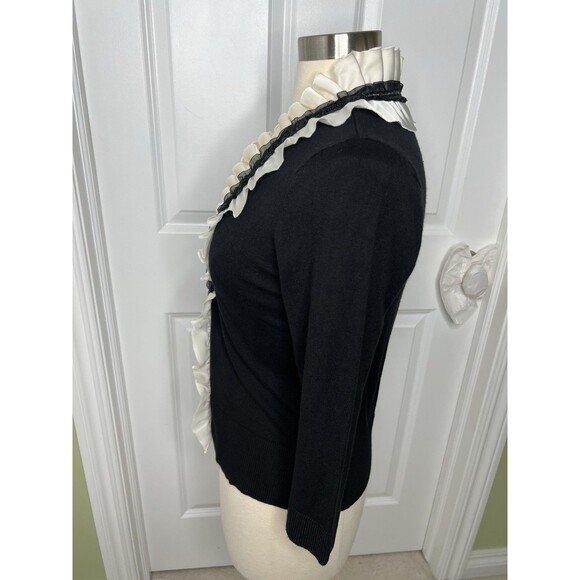 WHBM Knit Cardigan Sweater Statement Piece Ruffle Romantic Sz M Academia Career - Picture 7 of 12